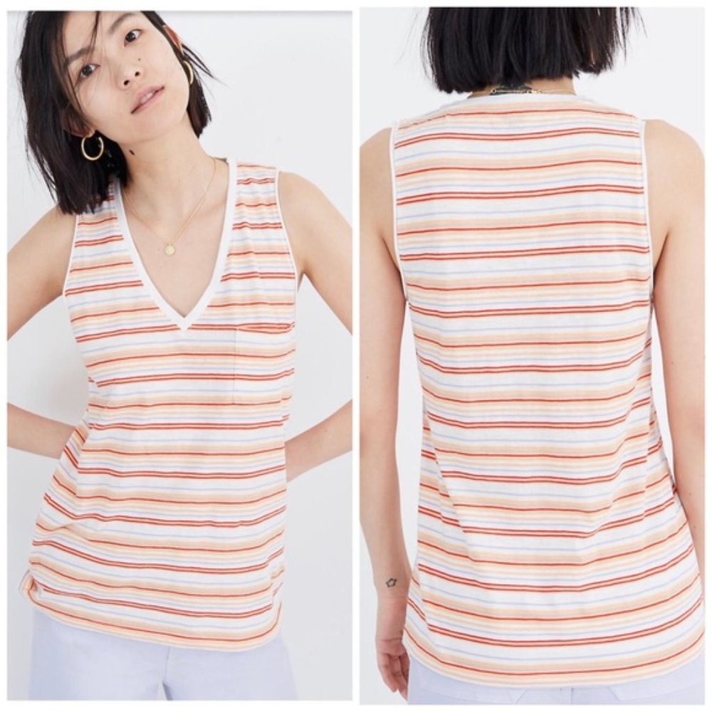 Madewell Whisper Cotton V-Neck Pocket Tank Size S